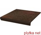 Клінкерна плитка Semir Brown 30 x 33 x 1,1 сходинка з капіносом пряма структурна 330x300x0 матова